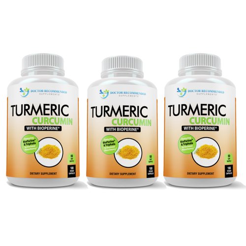 Turmeric Curcumin with Triphala - 2250mg/d - 95% Curcuminoids - 180 Veggie Caps with Black Pepper Extract (Bioperine) - 750mg Capsules - Most Powerful Turmeric Supplement (Pack of 3)