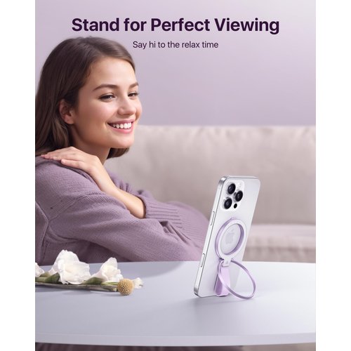 andobil [2025 Unrivaled Stability] Magnetic Phone Grip Holder for MagSafe Ring Stand Holder Kickstand Compatible with MagSafe Accessories for iPhone 16 Pro Max Plus iPhone15/14/13/12&Android,Purple