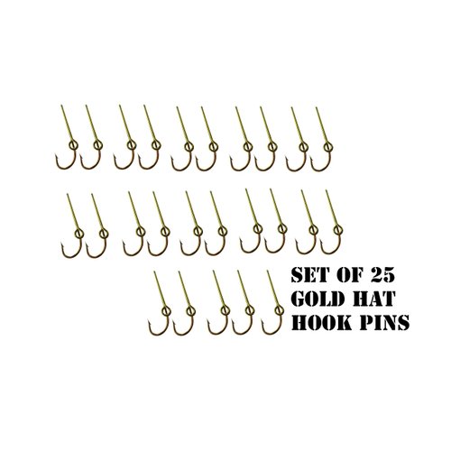 25 Gold Hat Fish Hook for cap and Tie Clip Bulk Pack of 25 Hat Hooks