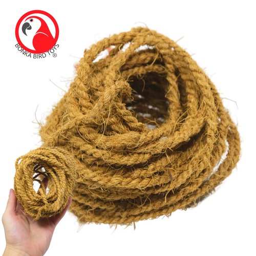 Bonka Bird Toys 3855 Natural Coconut Fiber 30' Rope, Parrot Bird Toy DIY Projects Craft, Amazon, Macaw, African Grey, and Similar