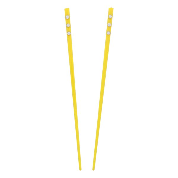 Set of 2 Hair Sticks with 3 Diamonds Chopsticks - Yellow