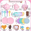 Silicone Tea Party Set for Little Girls,PRE-WORLD 25PCS Toys Toddler Tea Set with Play Food Dessert Cookies,Doughnut,Cake,Carrying Bag,Kids Kitchen Pretend Role Gifts for Girls Boys Age 3 4 5 6