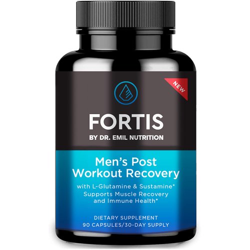 DR. EMIL NUTRITION Fortis Post-Workout Recovery Capsule for Men with L-Glutamine and Sustamine to Support Muscle Recovery & Immune Health, 30 Servings