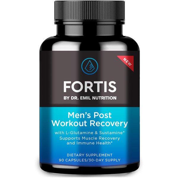 DR. EMIL NUTRITION Fortis Post-Workout Recovery Capsule for Men with L-Glutamine and Sustamine to Support Muscle Recovery & Immune Health, 30 Servings