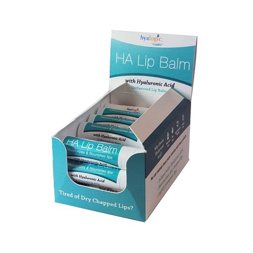 Hyalogic HA Lip Balm - Hyaluronic Acid & Organic, Natural Coconut Oil - Soothes Dry, Chapped Lips - Plumping, Moisturizing & Nourishing - Unflavored - Fragrance & Dye Free - 4.25g - 18 Sticks