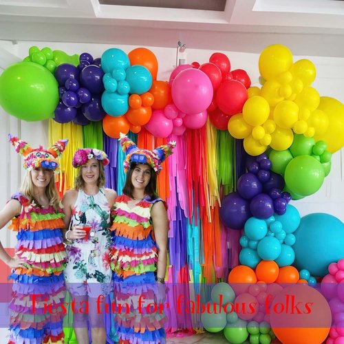 Froufing Mexican fiesta Colorful Rainbow Balloon Garland Arch Kit 145 Pcs Balloons for Mexican Cinco de Mayo independence theme Holiday Birthday Baby Shower Party Supplies Decoration (Hot pink teal)