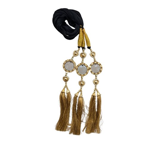 Punjabi Paranda/Tassles Hair Accessories For Girls/Hair Parandi Choti. / Hair Extensions Parandi Choti Hair For Women/Wedding Accessories/Hair For Women Big Parandi Golden with Mirror