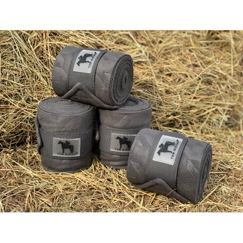 TGW RIDING Polo Leg Wraps, Equine Fleece Polo Wraps (Set of 4) - Horse Leg Bandages (Iron Grey)