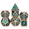 Teal D&D Metal Dice Set,DNDND 7 PCS Metallic Dungeons and Dragons Dice with Free Metal Case for D&D Game Role Playing (Teal and Copper)