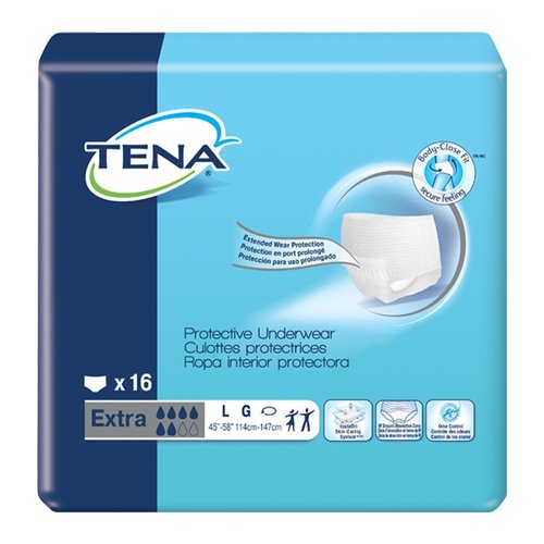 Tena Protective Underwear, Extra Absorbency 45 to 58 in. Waist/Hip/Over 185 Lb./Pack of 16