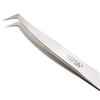 Volume Eyelash Extension Tweezer - FEITA Professional Angled Curved Pointed L-Shaped Precision Tweezers for 3D 4D 6D Lashes Extension - Silver
