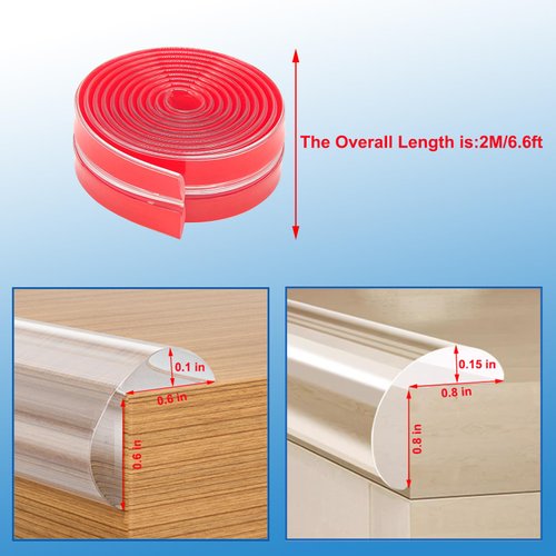 OKETHERMO Corner Protector Baby Proofing,Clear Corner Protectors,Furniture Corner Guard & Edge Safety Bumpers, Suitable for Furniture and Sharp Corners, Crib Bumper Guard-6.6ft(2M) (0.6 * 0.6 in)