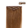 20" Clip in Hair Extensions Remy Human Hair for Women - Silky Straight 75grams Long Human Hair Clip on Extensions 75grams 4pieces Chestnut Brown #8 Color