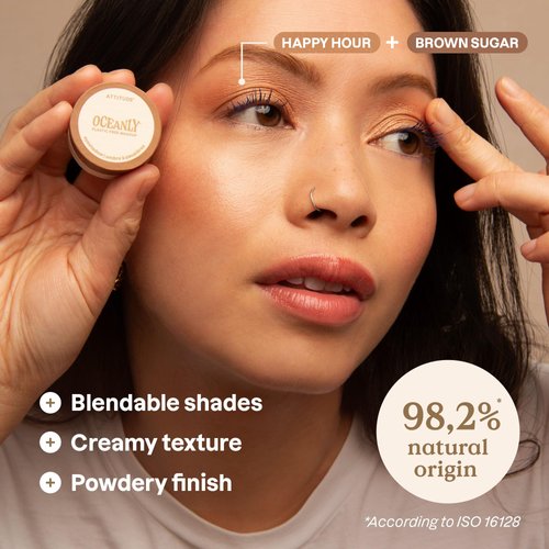 ATTITUDE Oceanly Eyeshadow, EWG Verified, Single Shimmer Cream Eyeshadow, Plastic-Free, Vegan Beauty and Makeup, Happy Hour, 0.16 Fl Oz