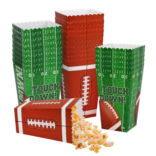 Football Party Supplies Kit for 24 - Popcorn Boxes，Popcorn Buckets for Birthday, Tailgate Celebrations | Football Party Favors & Decorations Set