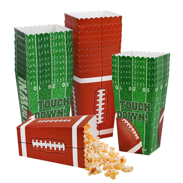 Football Party Supplies Kit for 24 - Popcorn Boxes，Popcorn Buckets for Birthday, Tailgate Celebrations | Football Party Favors & Decorations Set