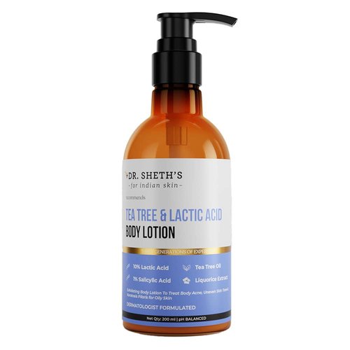 Dr. Sheth&#39;s Tea Tree &amp; Lactic Acid Exfoliating Body Lotion | Reduces Body Acne &amp; Smooths Bumpy Sk...