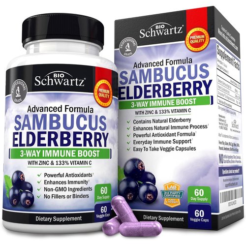 Elderberry with Zinc and Vitamin C for Adults - Immune Support Vitamins for Women and Men Natural...