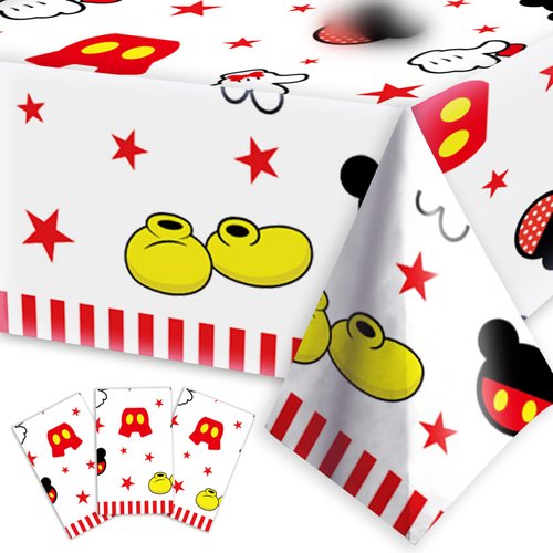 USERTEN 3pcs Cartoon Plastic Disposable Tablecloths 87x51 Inches Table Cover Kids Boys Birthday Party Table Decors Baby Shower Infans Toddles 1-3 Decoration Supplies