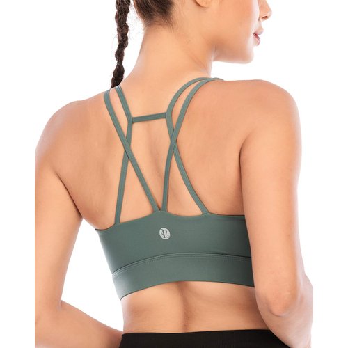 RUNNING GIRL Sports Bras for Women Backless Padded Sports Bra Tank Top Long Line Gym High Impact Sports Bra Push up(WX2569Ash Green,XXL)