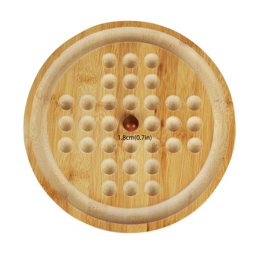 TOWO Wooden 2-in-1 Solitaire and Labyrinth Game Set- Classic one Player Board Game 25cm 9.8” Marbles-Balancing & Strategy Game 2in1-Brainteaser Puzzle and Maze for 6 Years Old to Adult