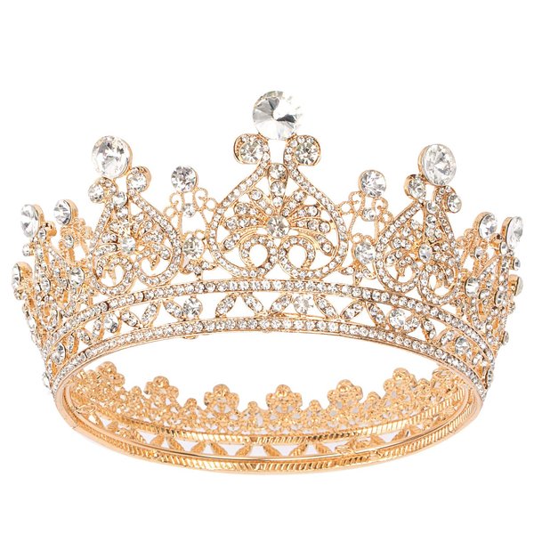 AOPRIE Victoria 1870s Gold Tiara and Crowns for Women Girls Princess Crowns Elegant Crown with Combs Women's Headbands Bridal Wedding Prom Birthday Party Headbands for Women
