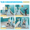 Toddlers Slide and Swing Set 4 in 1 Kids Freestanding Climber Slide Playset for Boys Girls with Basketball Hoop Extra Long Slide Easy Set Up Baby Playset