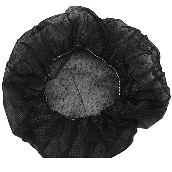 Tvoip 100Pcs 19" Disposable Cap Hair Net Cap Hair Hat Anti Dust Net Bouffant Cap Non-Woven Head Cover Hat Elastic Cleaning Hair Protect Hat Cap (Black)