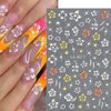 3D Hibiscus Flower Nail Stickers for Nail Art, Flowers Nail Art Stickers Self Adhesive Gold Pink White Nail Art Design Flowers Decals Pegatinas para Uñas Stickers for Women Nail Decoration 4Sheets
