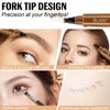 3D Microblading Eyebrow Pencil, 2024 New Waterproof Microblading Eyebrow Pencil Contouring Pen with 4 Fork Tip & Spoolie Brush, Precise Brush-Tip Create Natural Hair-Like Brows (#1 Light Brown)