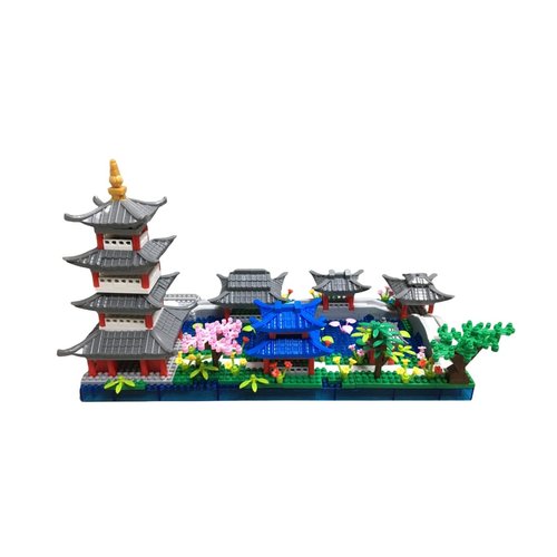 Kadablk Architecture Chinese Style of Suzhou Garden,Hangzhou's West Lake with Iconic pagodas and Stone Bridges Mini Bricks, Asian Style Micro Building Blocks Set,950 PCS for Adults and Kids