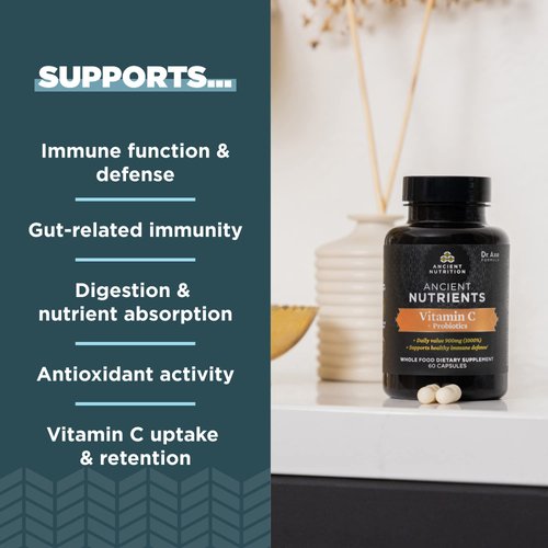 Ancient Nutrition Probiotics and Vitamin C Supplement, Supports Healthy Immune System and Gut Health, Made Without GMOs, Superfoods Supplement, Paleo and Keto Friendly, 30 Servings