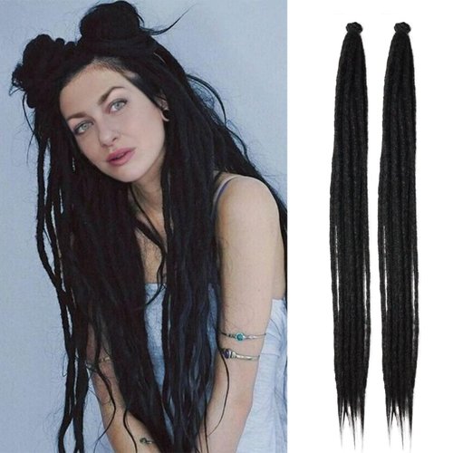 SAVASANA 24 Inch Dreadlock Extensions 20 Strands Boho Style Crochet Hair Dreads Synthetic Single ...