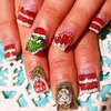 Christmas Fake Nails Short Square Press on Nails Full Cover Cute False Nails with Cartoon Heart Design Holiday Stick on Nails Glossy Cute Artificial on Nails for Winter Xmas Manicure Decoration 24Pcs