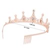 Tiaras for Women, Fufuddz Pink Crystal Crowns Rose Gold Crown Baroque Tiara with Combs Princess Queen Bride Wedding Pageant Prom Birthday Cosplay Hair Accessories Halloween Costumes Headband