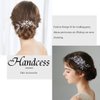 LOVFOIVER Rhinestone Wedding Hair Comb Pearls and Crystal Bridal Hair Piece Wedding Flower Hair Accessories for Women and Girls