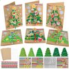 Justforjoyful 24 Sets Christmas Card Making Craft Kit for Kids 3D Christmas Tree Cards Crafts DIY Handmade Greeting Card Holiday Xmas Art and Crafts Supplies for Christmas Home Classroom Activities
