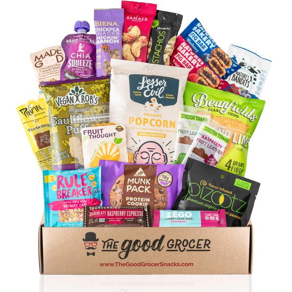 Healthy VEGAN Snacks Care Package: Non-GMO, Vegan Jerky, Protein Bars, Cookies, Fruit & Nuts, Healthy Gift Basket Alternative, Snack Variety Pack, College Student Care Package