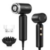 Lightweight Mini Hair Dryer,Professional High-Speed Brushless Motor Ionic Blow Dryer for Fast Drying, Magnetic Wall Mounted Diffuser Concentrator, Quiet Small Hairdryer (Black)