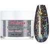 Salon Quality Holographic Glitter Black Nail Dip Powder 1OZ Sparkle Glitters Nail Dipping Powder with Opal Foils, Smooth Fine Powder Easy to use for starters