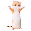 Jensquaify Long Cat Plush Pillow - Cute Kitten Stuffed Animal Body Hugging Toy for Kids, 19.68 Inch (Brown)