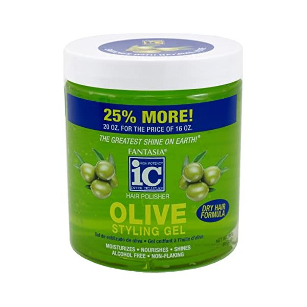 Fantasia Gel Bonus Olive Oil Dry Hair Formula Styling Gel, 20 Ounce