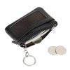 Women Genuine Leather Keychain Zipper Change Wallet Small Mini Pocket Size Coin Purse, Black
