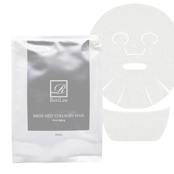 RENLEE® Bird’s Nest Collagen Face and Neck Sheet Mask, regenerate elasticity, reduce wrinkles, moisturize, improves skin radiance, suitable for normal and dry skin 40 years of age or above - 1 pc