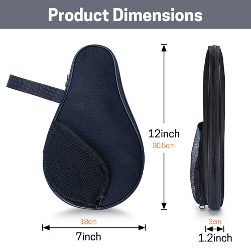 VISEMAN Table Tennis Racket Cover, Ping Pong Paddle Case, Portable Waterproof Table Tennis Bat Bag to Hold 2 Paddles 5 Balls