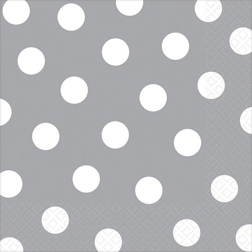 Amscan Luncheon Napkins Party Supplies, 6.5" x 6.5", Silver/White
