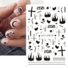 Nail Art Stickers Decals, Self Adhesive Nail Stickers Nail Art Supplies Black White Nail Designs 3D Checkerboard Flame Star Moon Smile Line Nail Stickers for Acrylic Nails Women Manicure Decorations