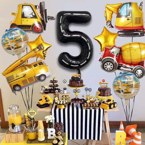 Construction Truck Balloons Construction Birthday Party Supplies Construction Trucks Party Decorations for Boys 5th Birthday Party Construction Tractor Themed Birthday Party Favor