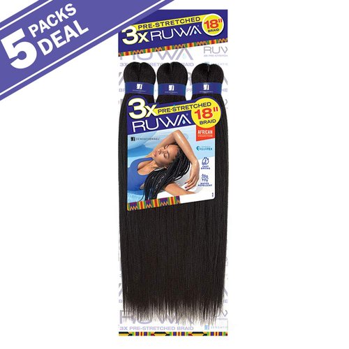 Sensationnel Crochet Braids X-Pression 3X Ruwa Pre-Stretched Braid 18" (5-PACK, 2)