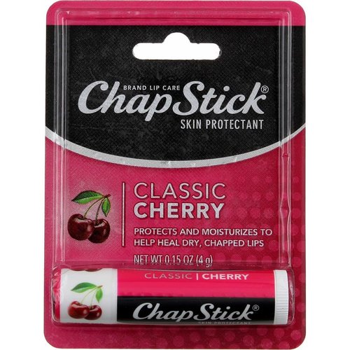ChapStick Classic (1 Box of 12 Sticks, 12 Total Sticks, Cherry Flavor) Skin Protectant Flavored Lip Balm Tube, 0.15 Ounce Each, 12 Count (Pack of 1)